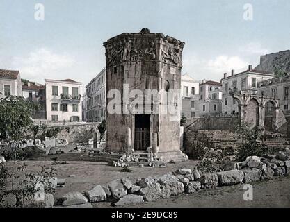 Late 19th century photograph - Tower of the Winds, Athens, Greece, c.1890's Stock Photo