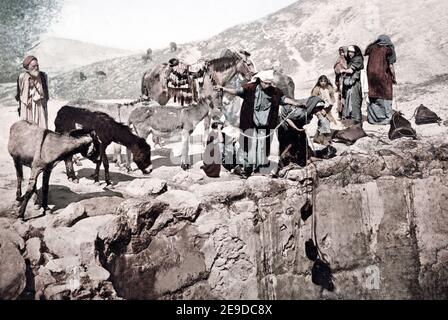 Late 19th century photograph - Bedouin at a well, north Affrica, c. 1890's Stock Photo