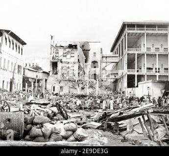 Late 19th century photograph - Zanzibar, after the bombardment in 1896. (Anglo-Zanzibar War sometimes known a 'the world's shortest war'). Stock Photo
