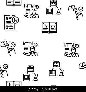 Furniture Shop Market Seamless Pattern Vector Stock Vector