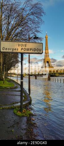 SEINE FLOODS IN PARIS Stock Photo