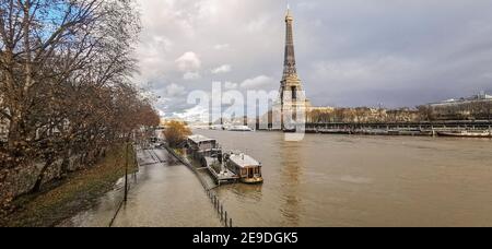 SEINE FLOODS IN PARIS Stock Photo