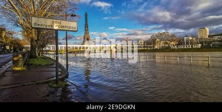 SEINE FLOODS IN PARIS Stock Photo