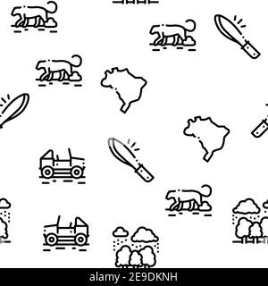 Jungle Tropical Forest Seamless Pattern Vector Stock Vector