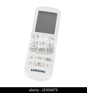 Air conditioning remote control isolated on white background Stock Photo