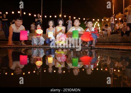 Lantern and candle for mooncake festival Stock Photo - Alamy