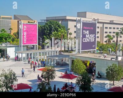 Los Angeles Music Center Plaza. The Music Center includes four performing arts houses, three of which are on the plaza and the fourth (Walt Disney