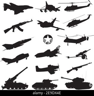 Military silhouettes set Stock Vector