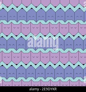 Vector seamless pattern of simple geometrical fox faces lined in the row.  Kids pattern, textile, nice baby decor. Stock Vector