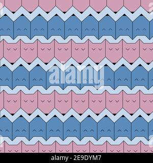 Vector seamless pattern of simple geometrical fox faces lined in the row.  Kids pattern, textile, nice baby decor. Stock Vector
