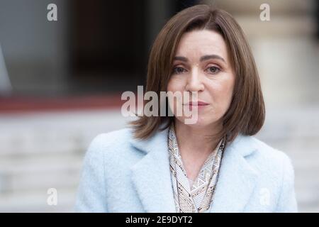 Moldova's President Maia Sandu speaks during a joint statement with ...