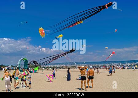 Kite Festival on the beach near Varna Bulgaria. Stock Photo
