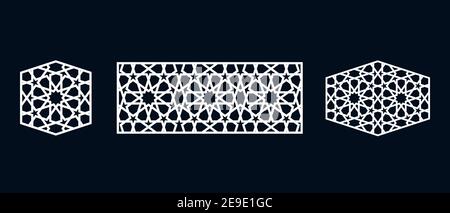 Set of templates of Islamic pattern for laser cutting or paper cut. Vector illustration. Stock Vector