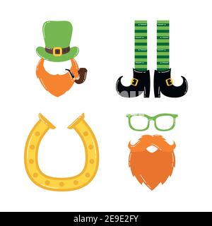 bundle of four saint patricks day icons vector illustration design Stock Vector