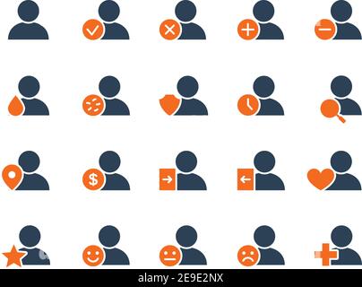 Set of users line icon. Humans with different navigation and more. Stock Vector