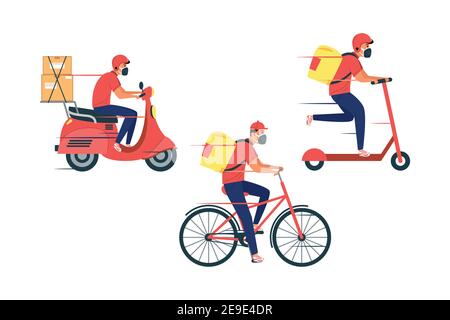 group of three delivery workers team characters vector illustration design Stock Vector