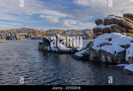 Scenic Watson Lake Prescott Arizona Winter Landscape Stock Photo