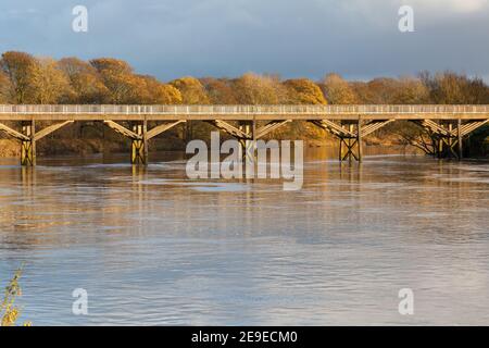 Old tram bridge that spans the River Ribble at Preston Stock Photo