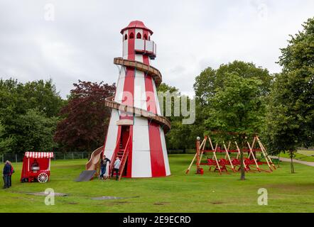 Traditional wooden fairground rides Stock Photo