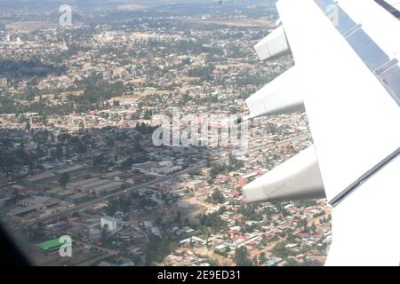 An aerial view of Addis Ababa City Suburbs in Ethiopia Stock Photo