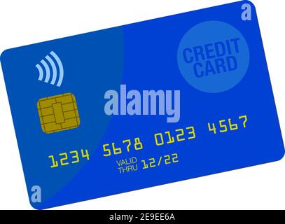 credit card vector illustration with chip and contacless payment symbol Stock Vector