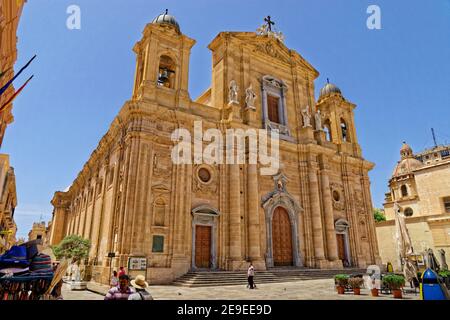 The Cathedral dedicated to St. Thomas of Canterbury at Marsala, Province of Trapani, Sicily, Italy. Stock Photo