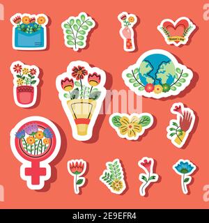 bundle of womens day set icons vector illustration design Stock Vector