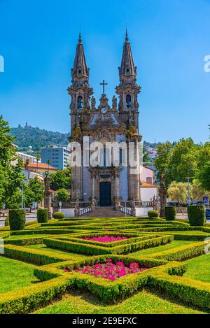 View of church of Igreja e Oratórios de Nossa Senhora da Consolação e Santos Passos in Portuguese city Guimaraes Stock Photo