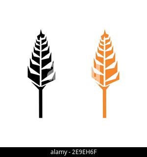 Black and orange abstract ears of wheat. Vector illustration on white isolated background. Stock Vector