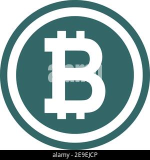 Bitcoin vector icon, symbol in flat digital design. App internet web . Stock Vector