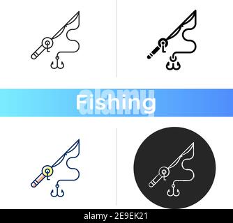 Fishing rod and reel icon Stock Vector