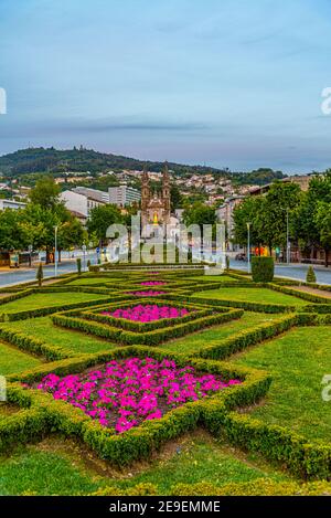 View of church of Igreja e Oratórios de Nossa Senhora da Consolação e Santos Passos in Portuguese city Guimaraes Stock Photo