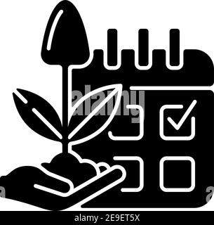 Estimating planting time black glyph icon Stock Vector