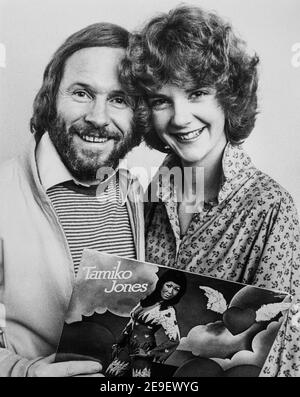 Well known disc jockey Diddy David Hamilton with fan Jennie Russell at Worthing circa 1977 Stock Photo