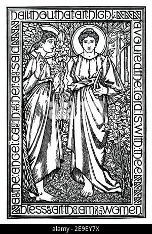 The Annunciation, line illustration by Selwyn Image for the Fitzroy Picture Series, in 1893 volume 1 of The Studio an Illustrated Magazine of Fine and Stock Photo