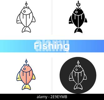 Fish on hook icon Stock Vector