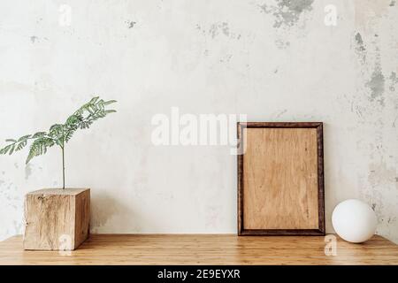 Empty desk. Office or home workplace Stock Photo