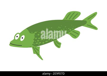 Pike. Vector illustration of a sketch jumping fish. Fishing logo. Angry  fish Stock Vector Image & Art - Alamy