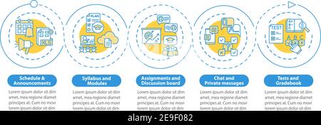 Online course management system elements vector infographic template Stock Vector