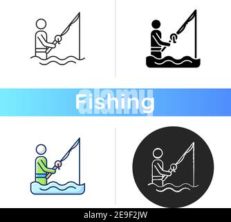 Wade fishing icon Stock Vector