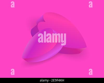 3d hearts for Valentine's Day. Isometric hearts pink color for greeting card, wrapping paper, promotional items and invitations. Vector illustration Stock Vector