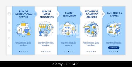 Risk of gun violence onboarding vector template Stock Vector