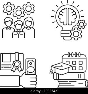 Idea generation linear icons set Stock Vector