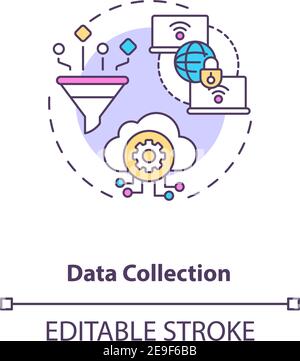 Data gathering linear icon. Web statistics extraction. Automate ...