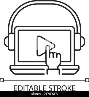 On-demand webinar linear icon Stock Vector