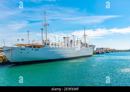 Gil Eannes rescue ship moored at Viana do Castelo in Portugal Stock Photo
