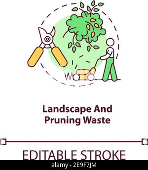 Landscape and pruning waste concept icon Stock Vector