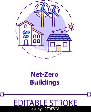 Net-zero buildings concept icon Stock Vector