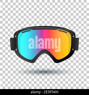 Motocross or mountain bike goggles with polarized lens islolated on transparent background. Vector Illustration. Stock Vector