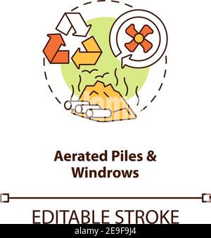 Aerated piles and windrows concept icon Stock Vector